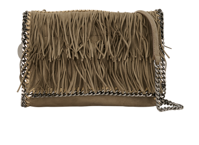 Fringe Trim Clutch, &pound;295, Handbags, Khaki, Faux Leather, Front view